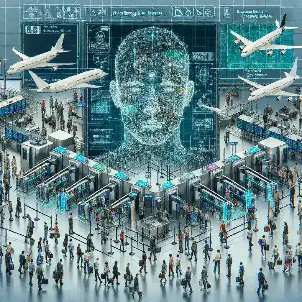"AI system at airport analyzing suspicious passenger behavior for enhanced security measures in Indonesia."